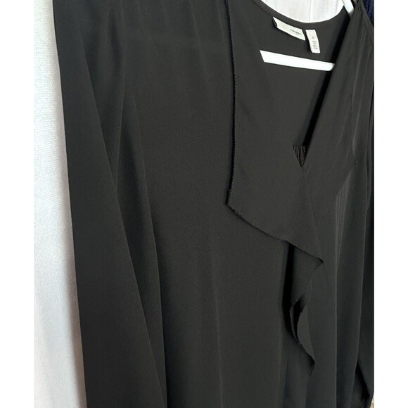 Halogen Womens Long Sleeve Ruffle Neck Size Med Black Shirt - Picture 4 of 10